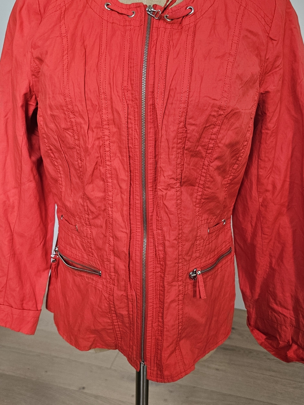 Laura Ashley Bright Red Zip-Front Utility Jacket PM